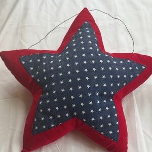 Festive Red and Blue Star Holiday Pillow